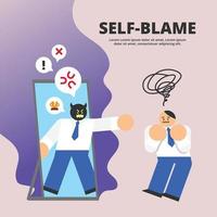 Male Worker Self Blame Flat Design Character Illustration vector