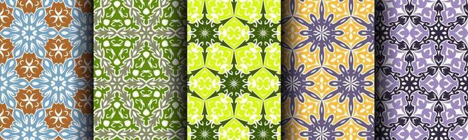 set of ethnic collection traditional background pattern vector