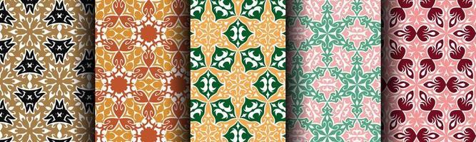 set of ethnic collection traditional background pattern vector