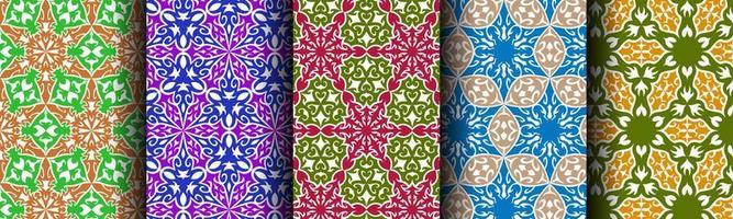 set of ethnic collection traditional background pattern vector