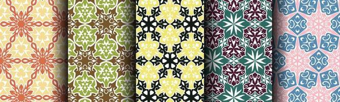 set of ethnic collection traditional background pattern vector