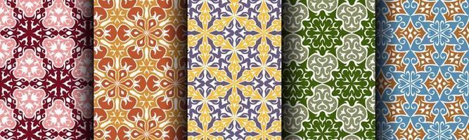 traditional pattern ethnic background set bundle vector