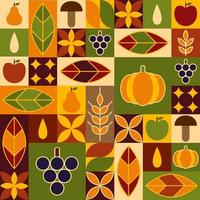 patrón de otoño en estilo geométrico bauhaus. elementos naturales en formas geométricas simples, estilo plano. bueno para plantillas de otoño, diseño de portada. vector. vector