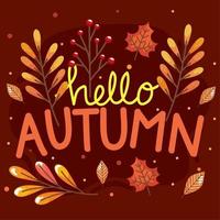 hello autumn lettering vector