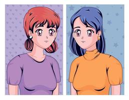 dos chicas anime vector