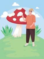 gnome fairytale with fungus vector