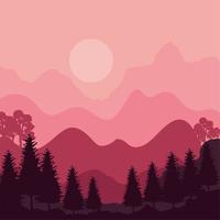 trees and red landscape vector