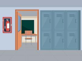 school corridor with lockers vector