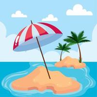 island and umbrella vector