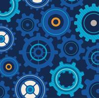 blue gears machinery pattern vector