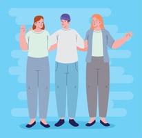 three friends group standing vector