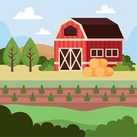 farm scene with stable vector