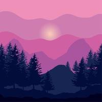 pines trees and mountains vector