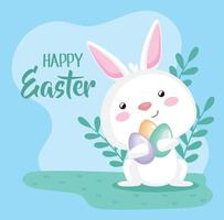 happy easter lettering card vector