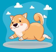 shiba inu jumping character scene vector