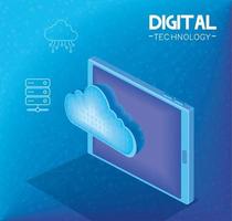 tablet with cloud computing vector