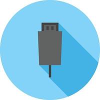 Settings Input HDMI Flat Long Shadow Icon vector