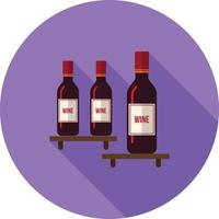 estante de botellas plana larga sombra icono vector