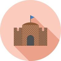 Castle with Flag Flat Long Shadow Icon vector