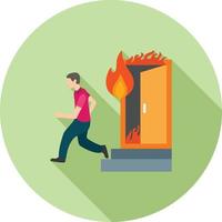 Running from Fire Flat Long Shadow Icon vector