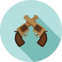 Two Guns Flat Long Shadow Icon vector