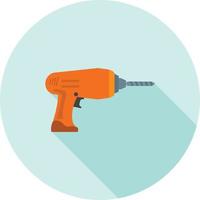 Drill Flat Long Shadow Icon vector