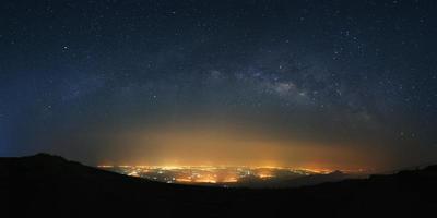 Panorama milky way galaxy at Phutabberk Phetchabun in Thailand. photo