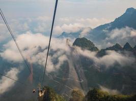 Beautiful zhangjiajie mountain view from cable car to tianmen mountain in the morning.Tianmen mountain cable car the longest cableway in the world.zhangjiajie city china photo