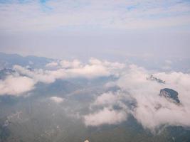 beautiful view on Tianmen mountain with clear Sky in zhangjiajie city China.Tianmen mountain the travel destination of Hunan zhangjiajie city China photo