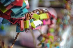 Close up Colorful lock in Pattaya Floating Market in Chonburi City Thailand photo