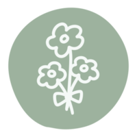 Outline floral and leaf sticker png