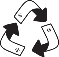 hand- getrokken recycle pijl illustratie Aan transparant achtergrond png