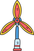 Hand Drawn wind turbines for generating electricity illustration on transparent background png