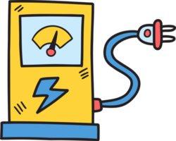 illustration de l'armoire de charge de voiture électrique dessinée à la main sur fond transparent png