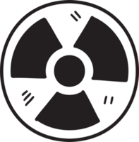 ilustración de símbolo radiactivo dibujado a mano sobre fondo transparente png