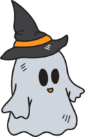 dibujado a mano lindo fantasma ilustración de halloween sobre fondo transparente png