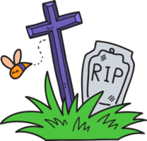 illustration de pierre tombale halloween dessinée à la main sur fond transparent png