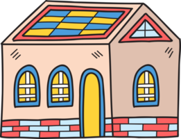 house with solar cells cover the roof illustration on transparent background png