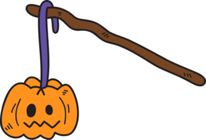 Hand Drawn halloween pumpkin illustration on transparent background png