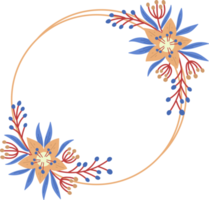 circle decorated with floral frame illustration on transparent background png