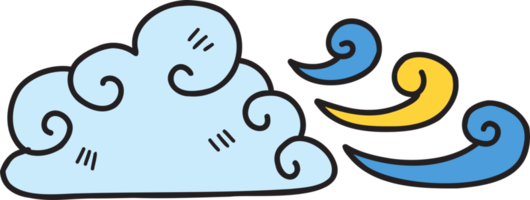 dessinés à la main les nuages soufflent illustration sur fond transparent png