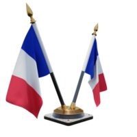 Frankrijk 3d illustratie dubbele v bureau vlag staan png