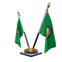 Gulf Cooperation Council 3d illustration Double V Desk Flag Stand png