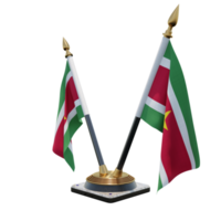 Suriname 3d illustration Double V Desk Flag Stand png