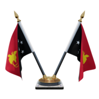 papua nova guiné ilustração 3d suporte de bandeira de mesa dupla v png