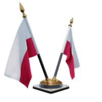 Polen 3d illustratie dubbele v bureau vlag staan png