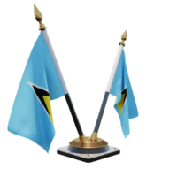 Saint Lucia 3d illustration Double V Desk Flag Stand png