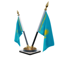 Kazakhstan 3d illustration Double V Desk Flag Stand png