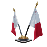 malta 3d ilustración doble v soporte de bandera de escritorio png