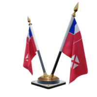 wallis en futuna 3d illustratie dubbele v bureau vlag staan png